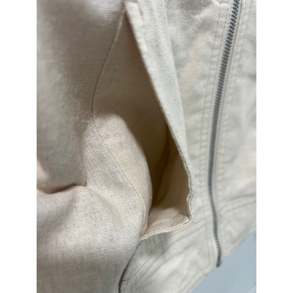 Rachel Zoe Two Womens Linen Blend Zip Up Trucker Jackets Black Beige Sz Large - Picture 6 of 16